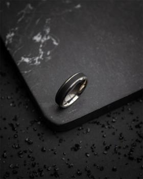 Preview: 6 mm Silber Titanring mit geschmiedetem Karbon - Rota Light Carbon